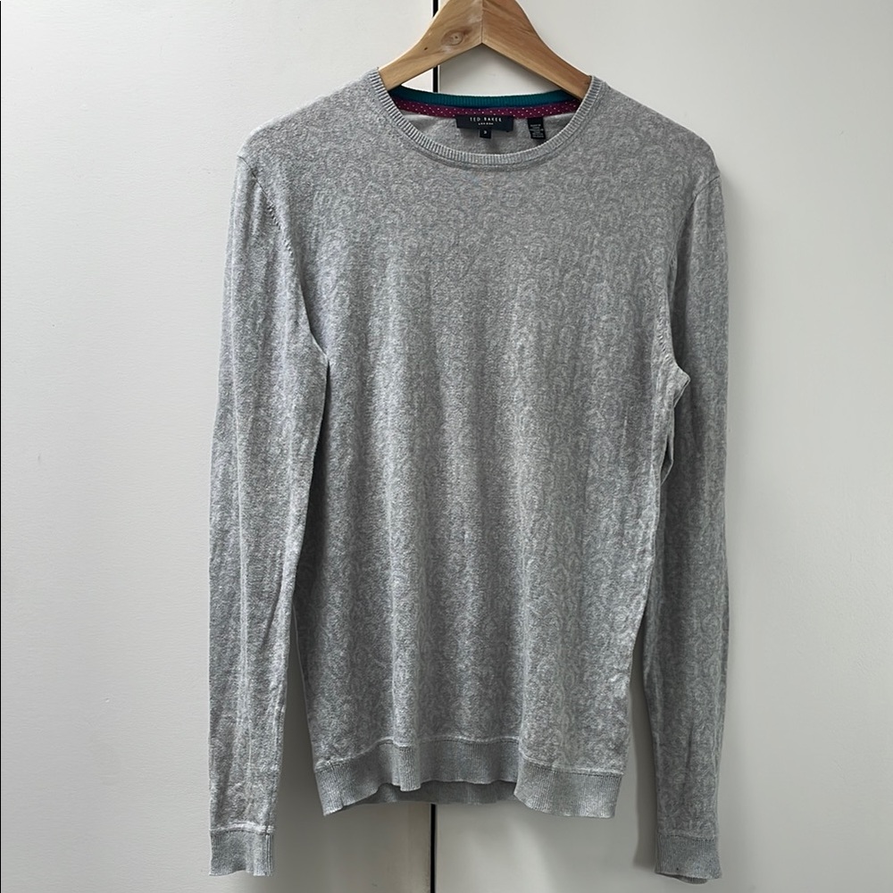 Ted Baker Gray Crewneck Sweater Lightweight Knit